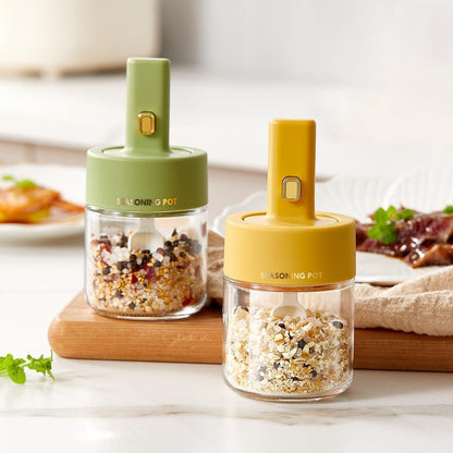 Luxury Glass Telescopic Seasoning Tank with Integrated Spoon Lid